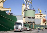 Ball mill shell unloading at Fremantle Port